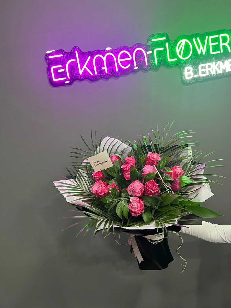 11'Lİ İthal Pembe Gül Buketi