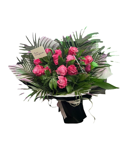 11'Lİ İthal Pembe Gül Buketi